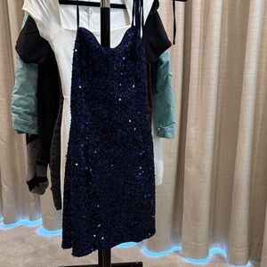 Sparkling Navy Blue Sequin Dress